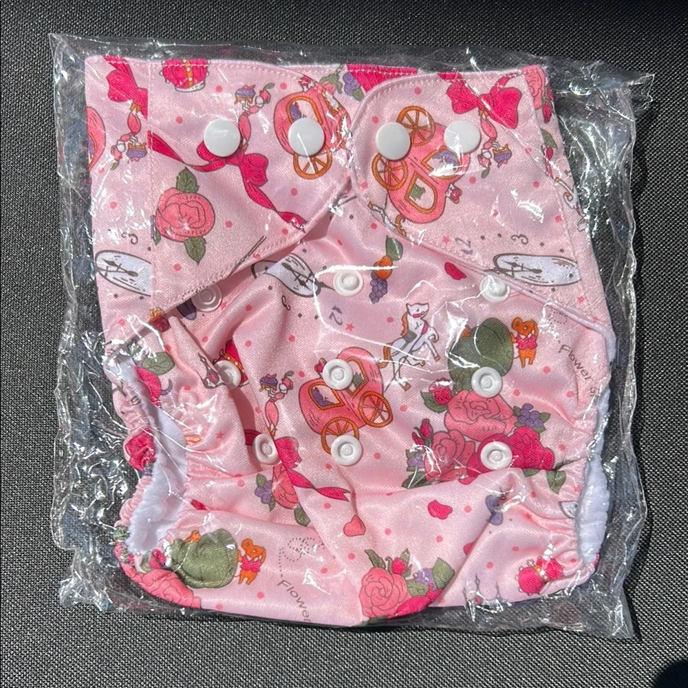 New Washable Reusable Colorful Baby Cloth Diapers Set Pink